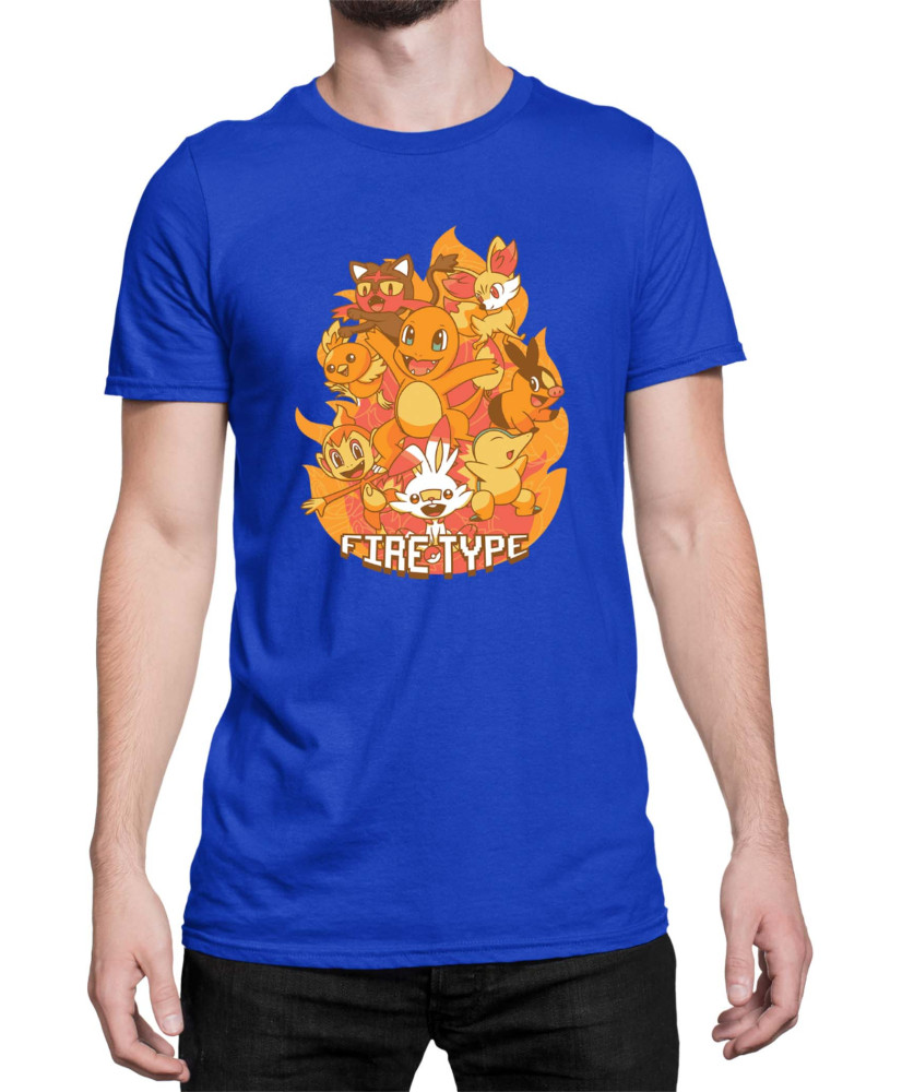 Мъжка Тениска Japan Manga Anime Comics Pokemon Fire Type