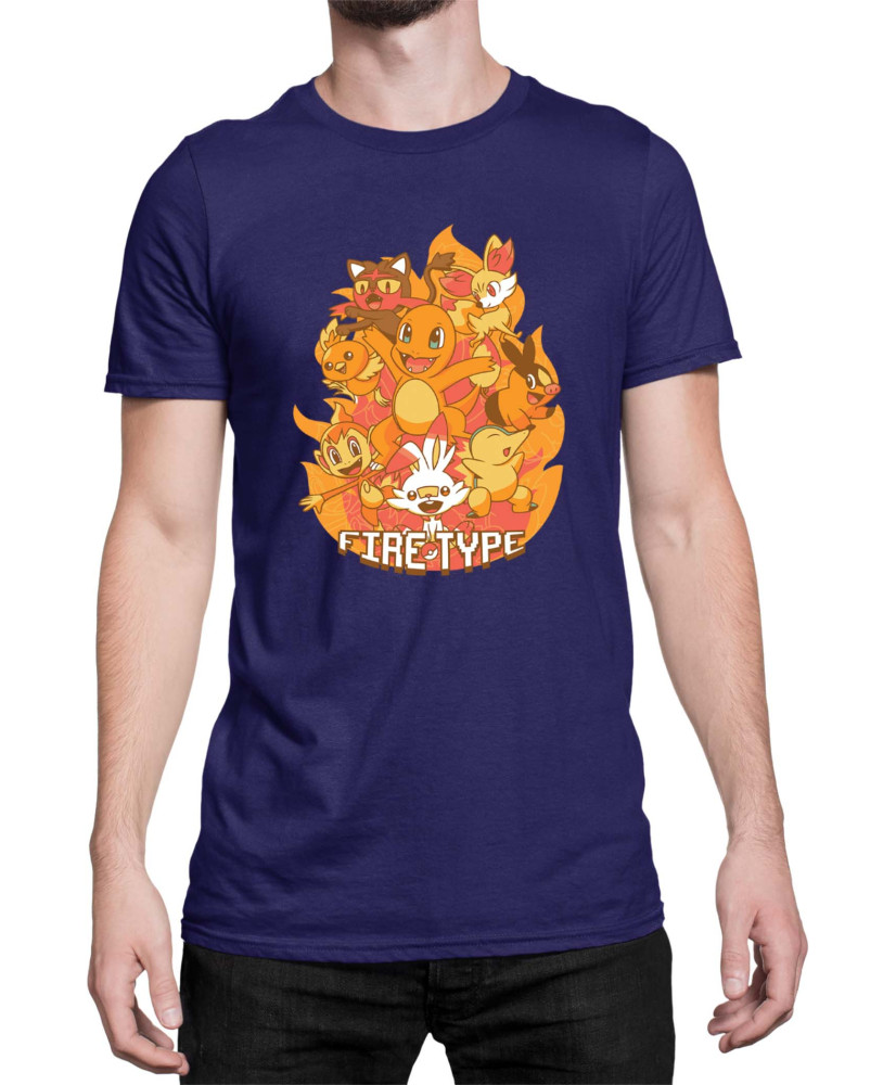 Мъжка Тениска Japan Manga Anime Comics Pokemon Fire Type