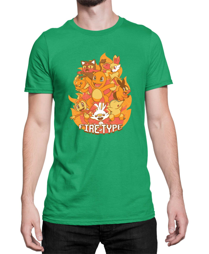 Мъжка Тениска Japan Manga Anime Comics Pokemon Fire Type