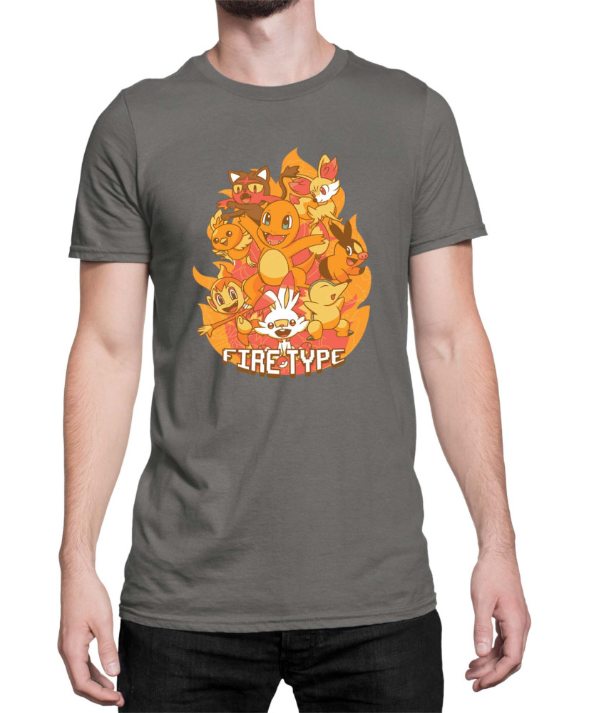 Мъжка Тениска Japan Manga Anime Comics Pokemon Fire Type