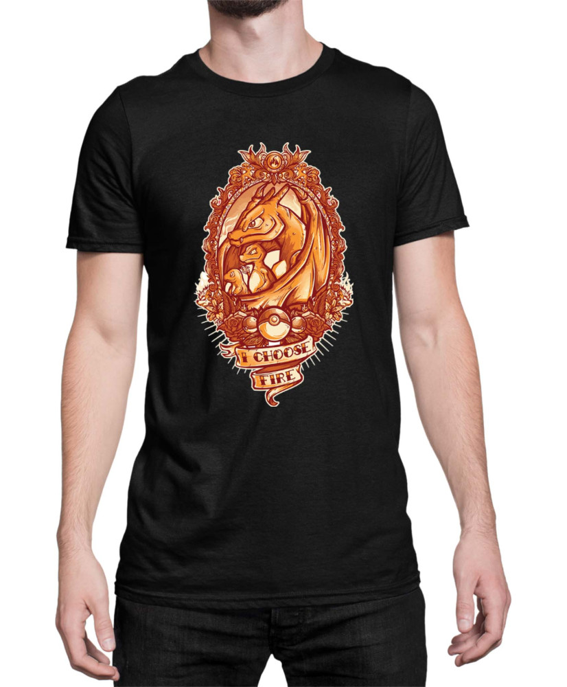 Мъжка Тениска Japan Manga Anime Comics Pokemon I Choose Fire