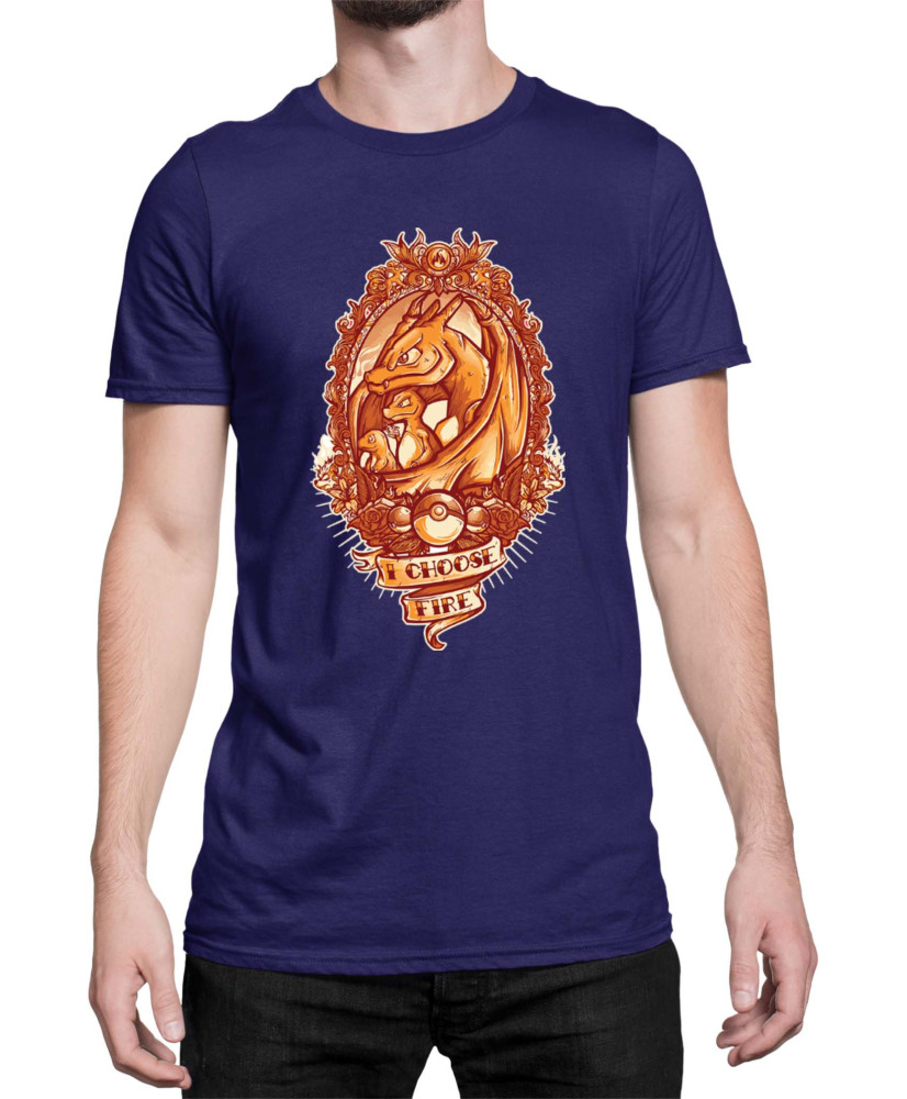 Мъжка Тениска Japan Manga Anime Comics Pokemon I Choose Fire