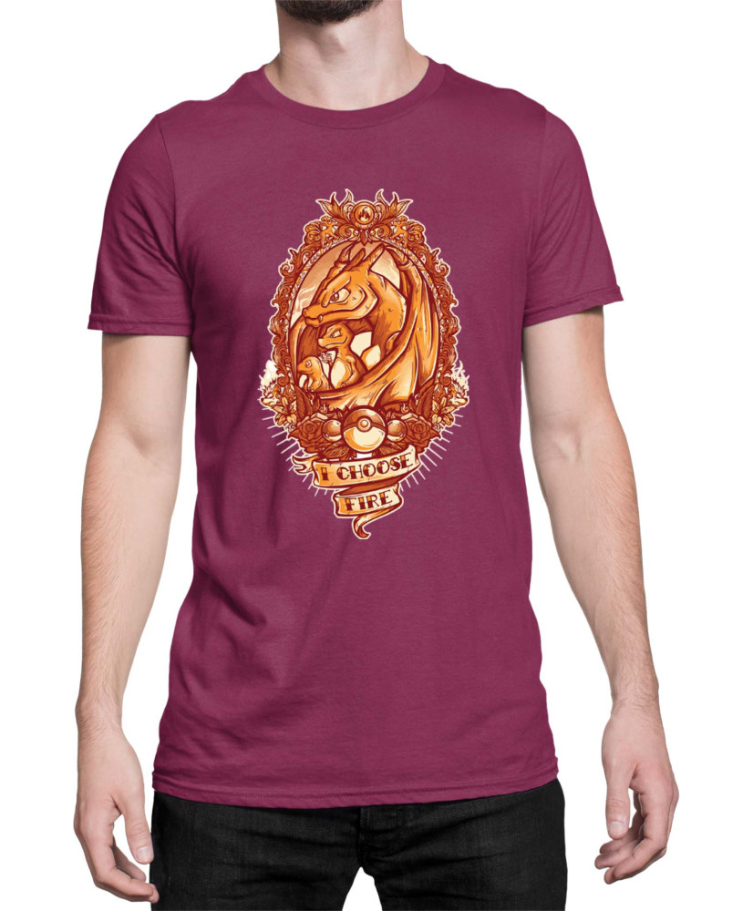 Мъжка Тениска Japan Manga Anime Comics Pokemon I Choose Fire