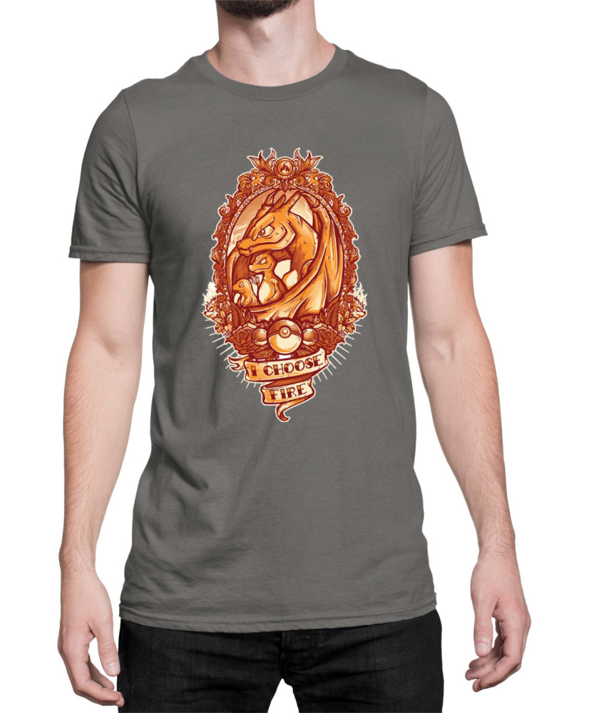 Мъжка Тениска Japan Manga Anime Comics Pokemon I Choose Fire