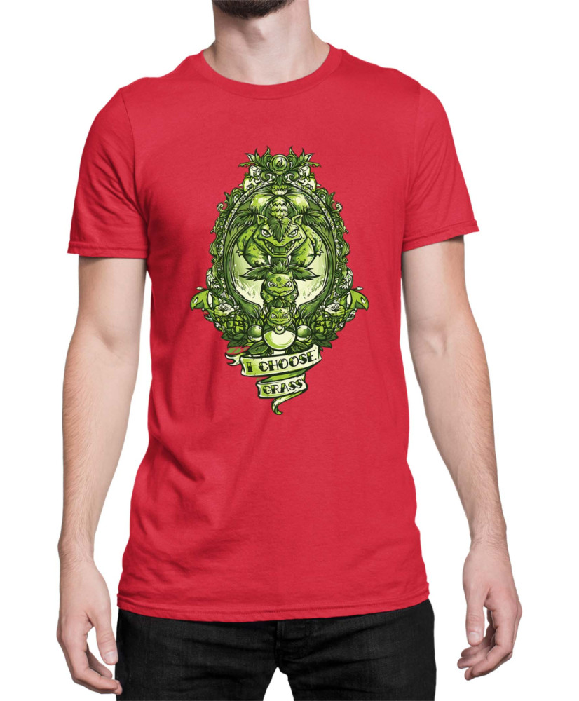 Мъжка Тениска Japan Manga Anime Comics Pokemon I Choose Grass