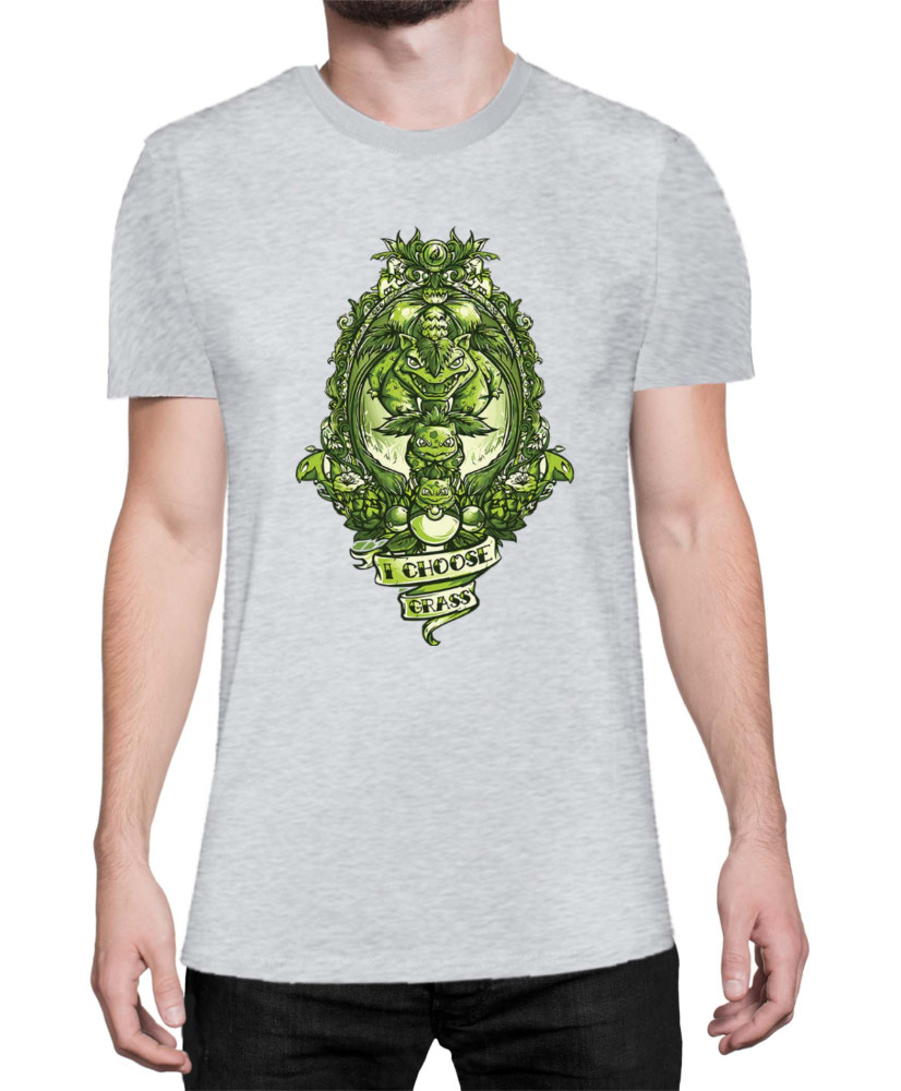 Мъжка Тениска Japan Manga Anime Comics Pokemon I Choose Grass