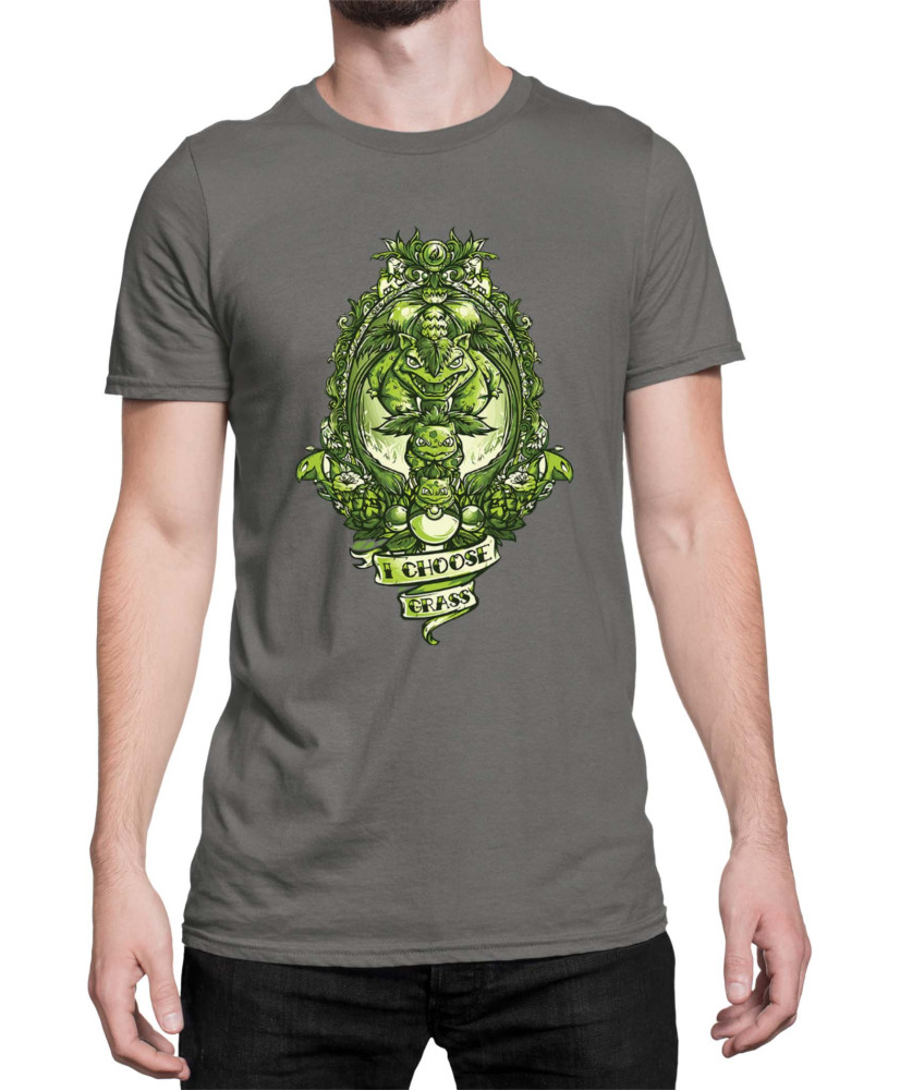 Мъжка Тениска Japan Manga Anime Comics Pokemon I Choose Grass