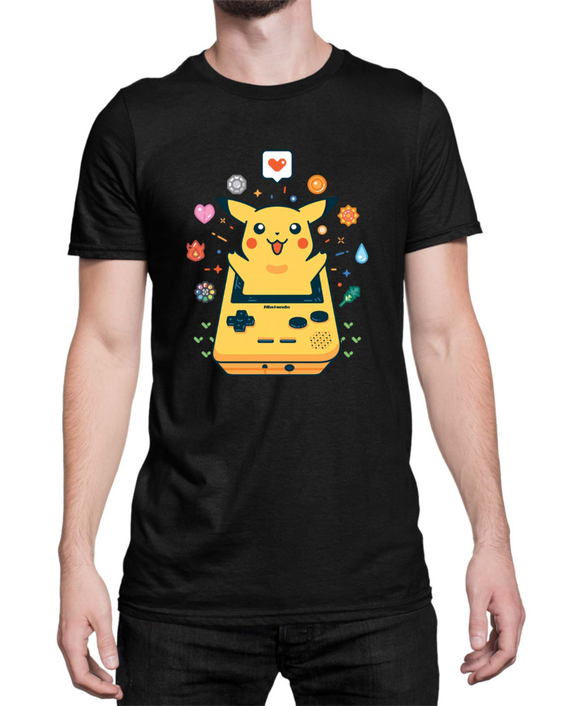 Мъжка Тениска Japan Manga Anime Comics Pokemon Pikachu Gameboy
