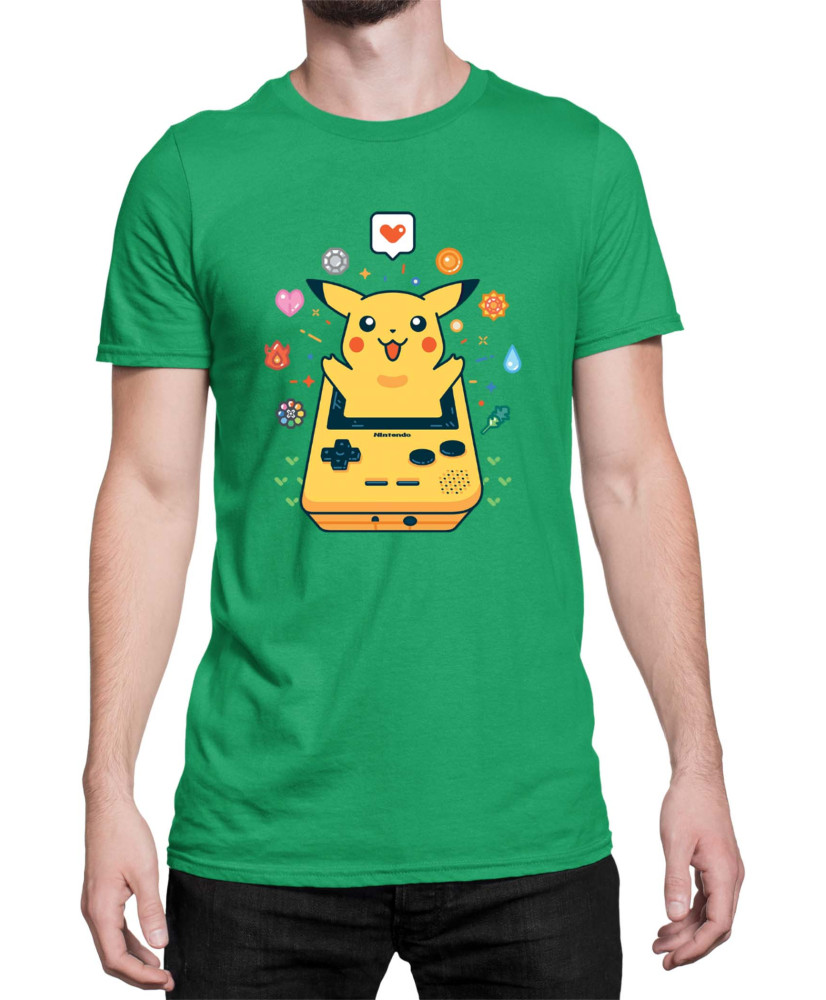 Мъжка Тениска Japan Manga Anime Comics Pokemon Pikachu Gameboy
