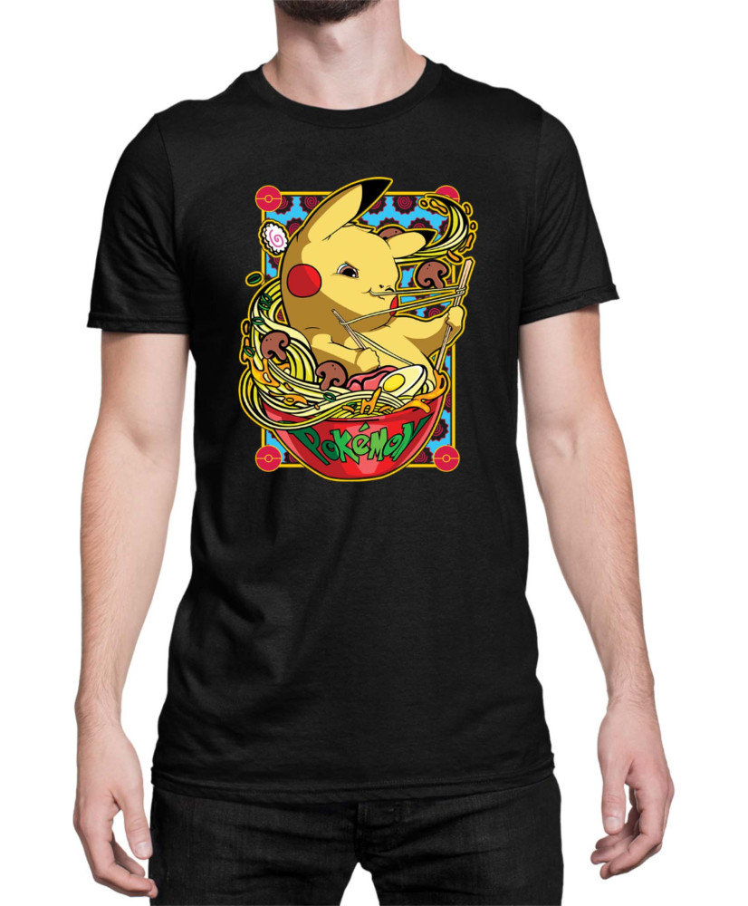 Мъжка Тениска Japan Manga Anime Comics Pokemon Pikachu Ramen