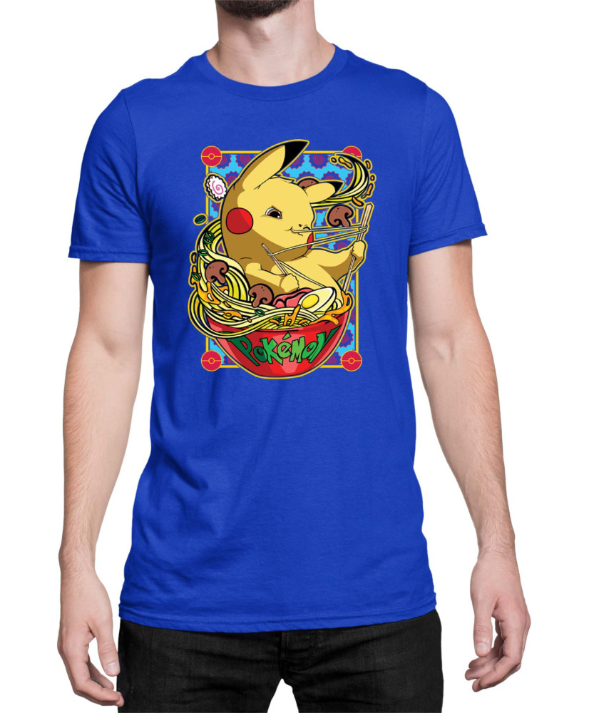 Мъжка Тениска Japan Manga Anime Comics Pokemon Pikachu Ramen