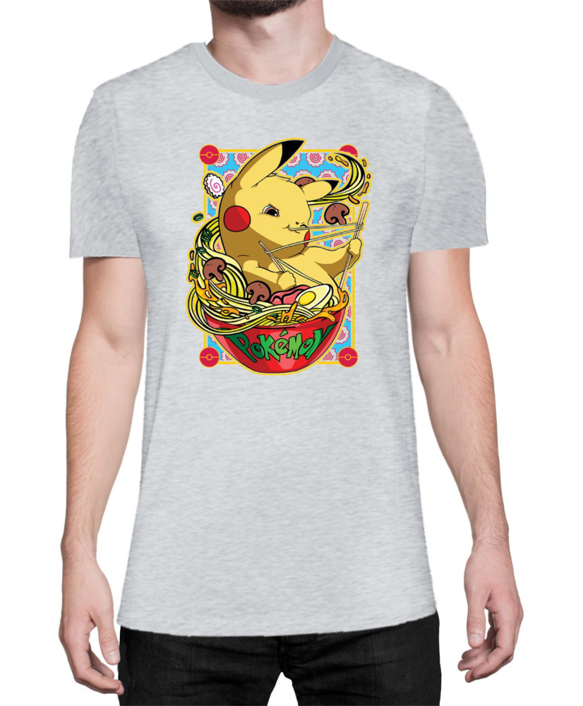 Мъжка Тениска Japan Manga Anime Comics Pokemon Pikachu Ramen