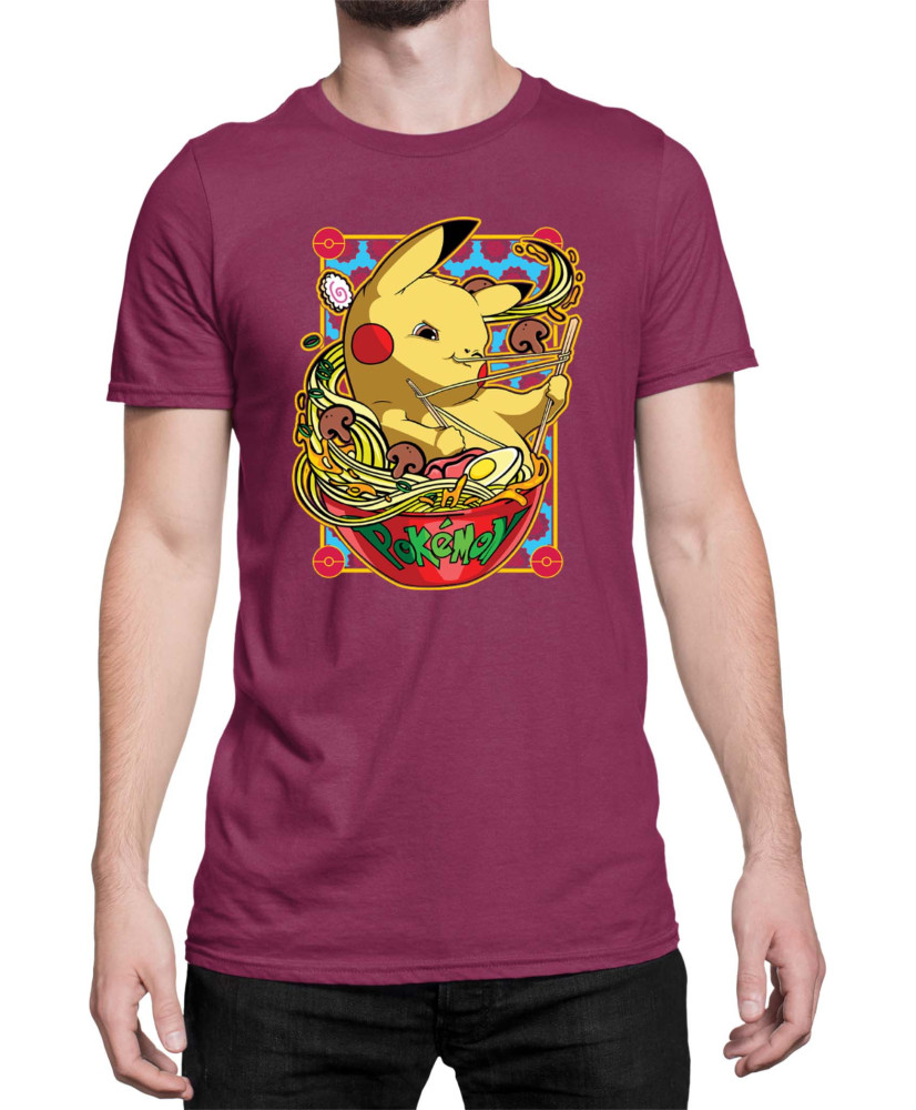 Мъжка Тениска Japan Manga Anime Comics Pokemon Pikachu Ramen