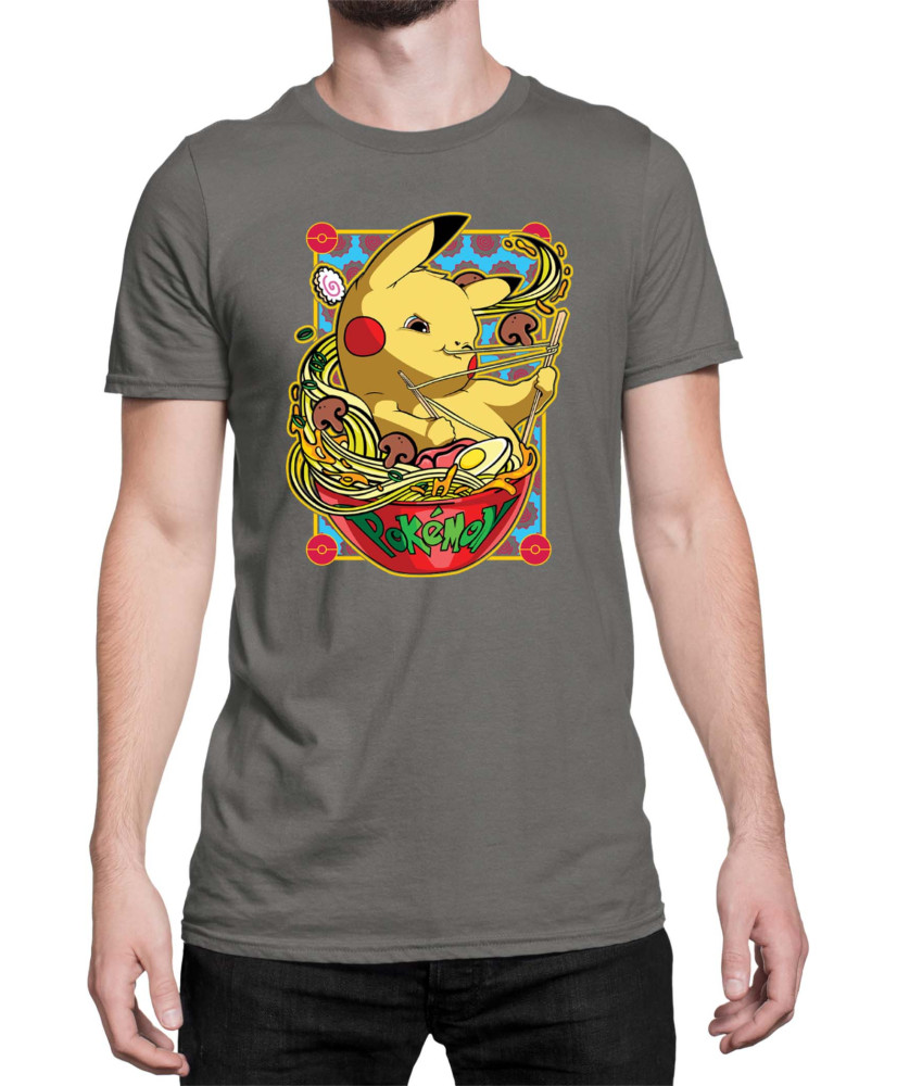 Мъжка Тениска Japan Manga Anime Comics Pokemon Pikachu Ramen