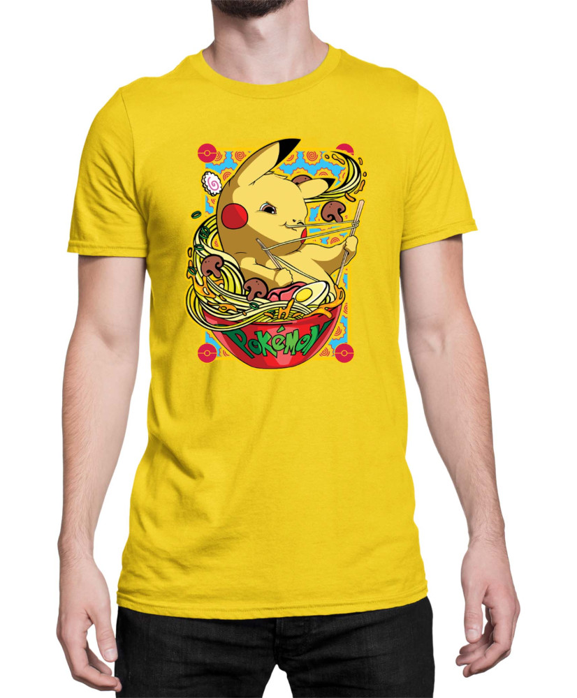 Мъжка Тениска Japan Manga Anime Comics Pokemon Pikachu Ramen Мъжка Тениска Japan Manga Anime Comics Pokemon Pikachu Ramen