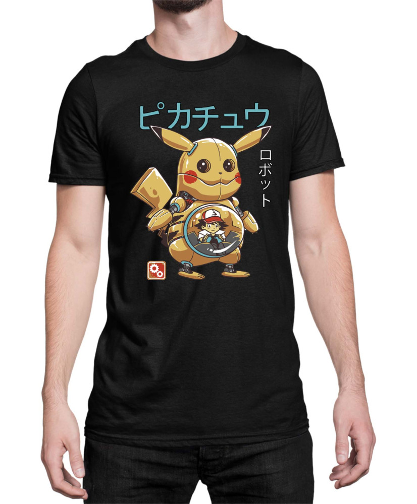 Мъжка Тениска Japan Manga Anime Comics Pokemon Pikachu Robot
