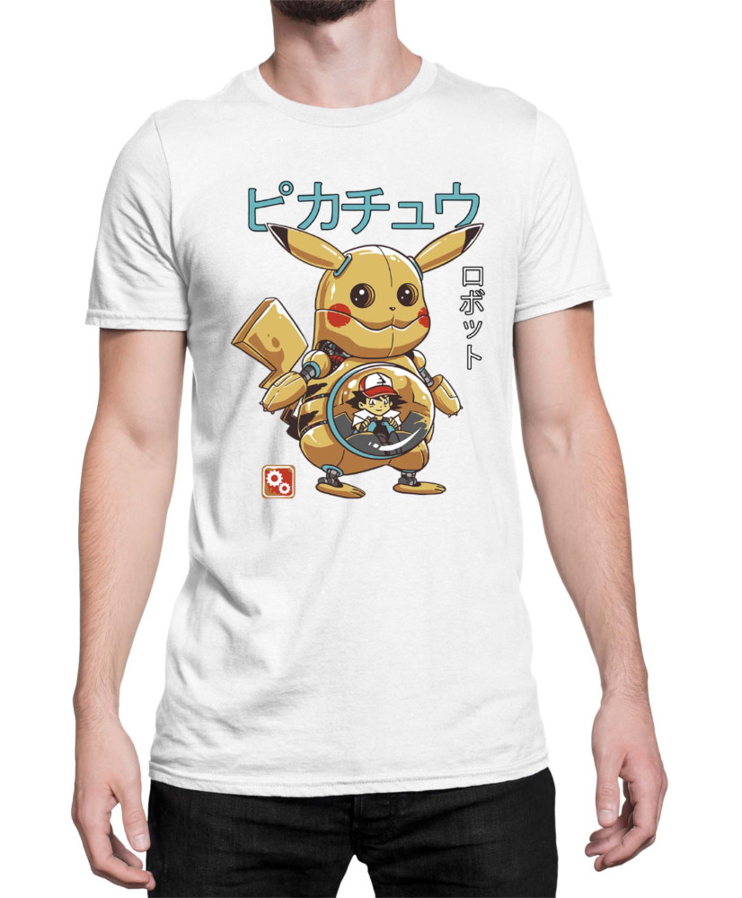 Мъжка Тениска Japan Manga Anime Comics Pokemon Pikachu Robot