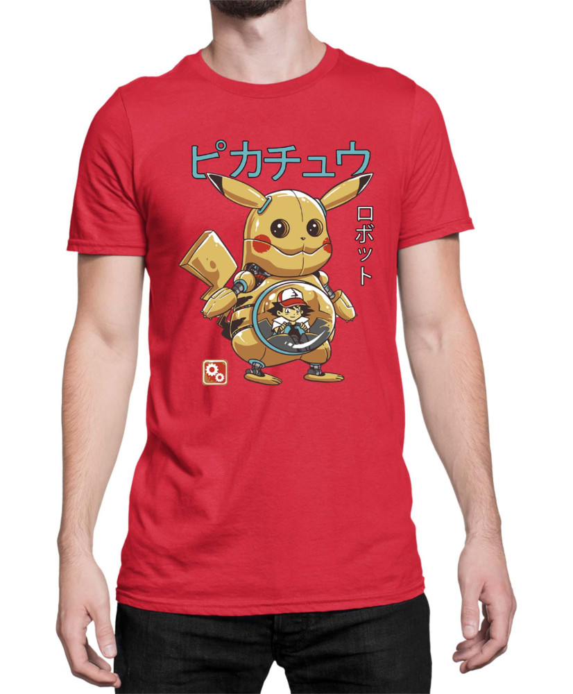 Мъжка Тениска Japan Manga Anime Comics Pokemon Pikachu Robot