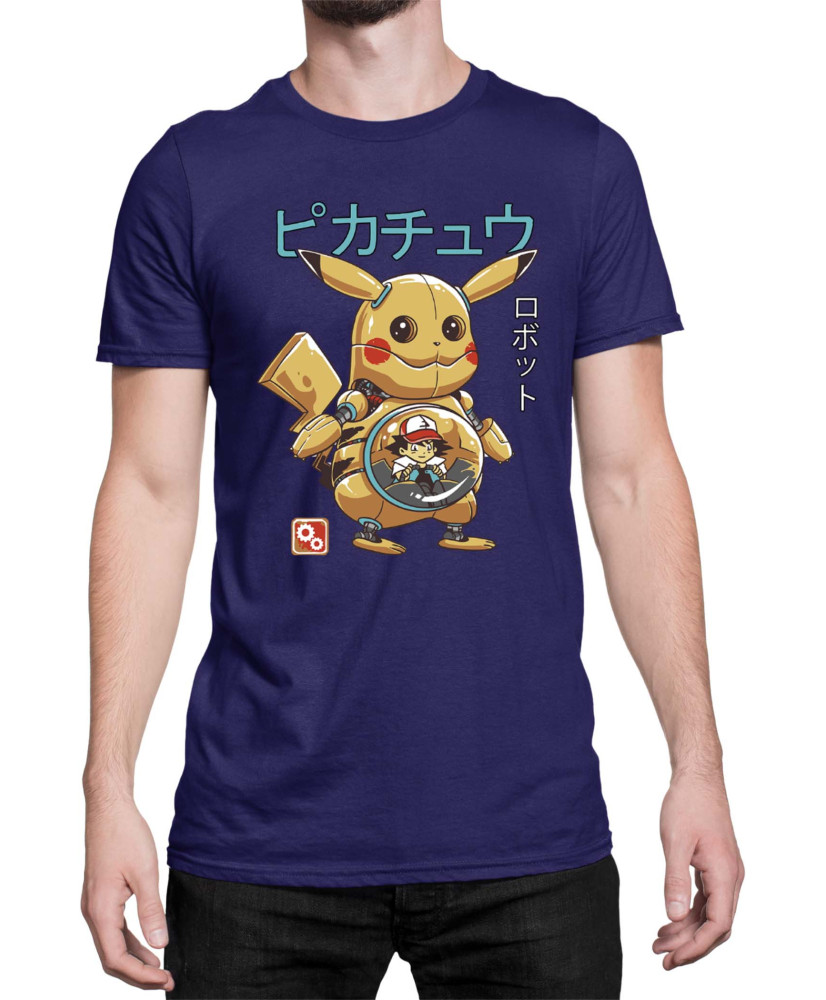 Мъжка Тениска Japan Manga Anime Comics Pokemon Pikachu Robot