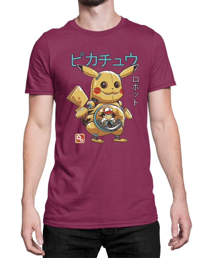 Мъжка Тениска Japan Manga Anime Comics Pokemon Pikachu Robot