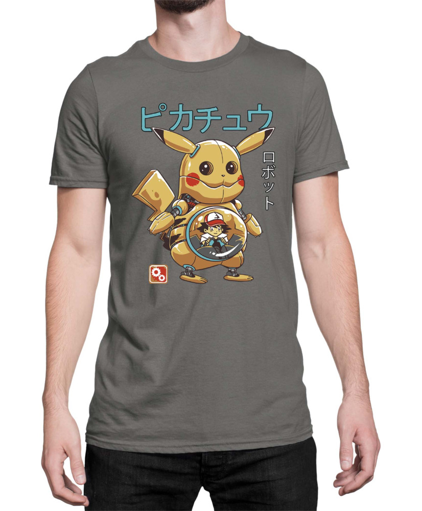 Мъжка Тениска Japan Manga Anime Comics Pokemon Pikachu Robot