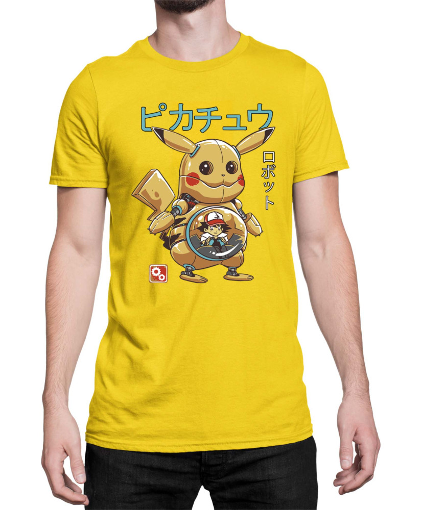Мъжка Тениска Japan Manga Anime Comics Pokemon Pikachu Robot