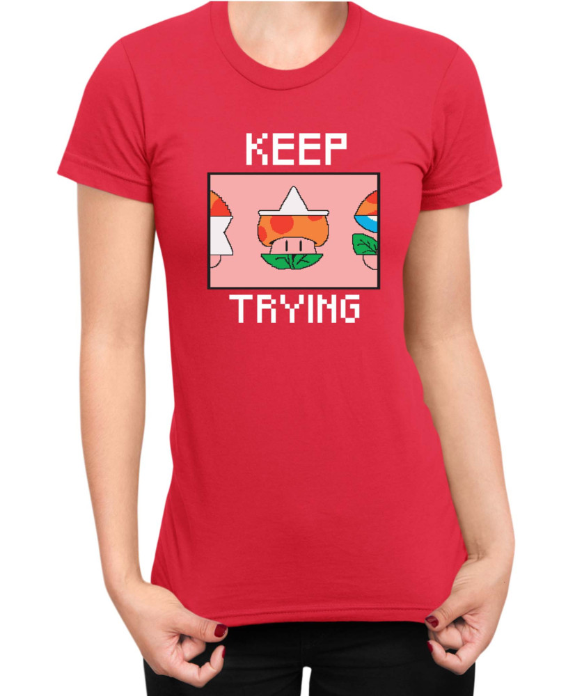 Дамска Тениска Super Mario Nintendo Mario Bros 3 Keep Trying
