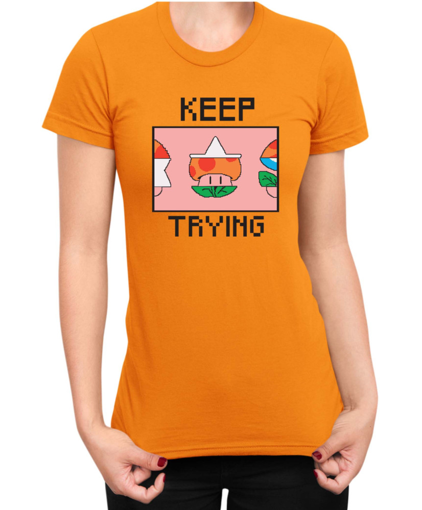 Дамска Тениска Super Mario Nintendo Mario Bros 3 Keep Trying