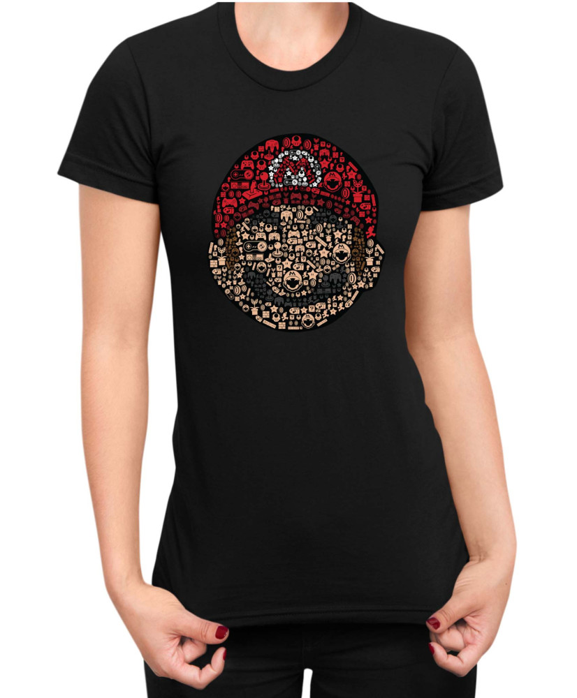 Дамска Тениска Super Mario Nintendo Mario Face Gamer Elements