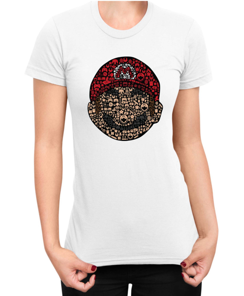 Дамска Тениска Super Mario Nintendo Mario Face Gamer Elements