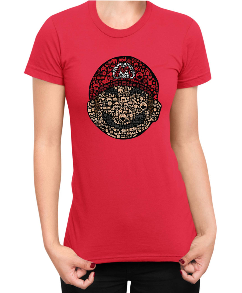 Дамска Тениска Super Mario Nintendo Mario Face Gamer Elements