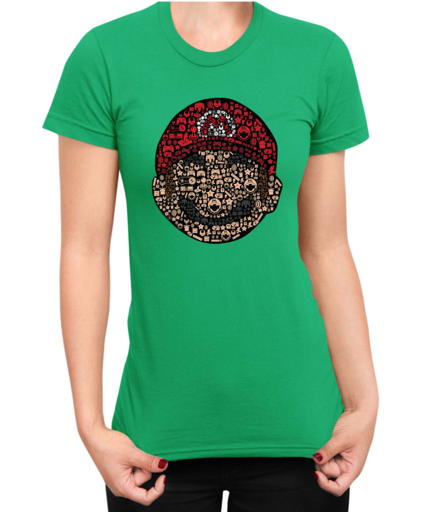 Дамска Тениска Super Mario Nintendo Mario Face Gamer Elements