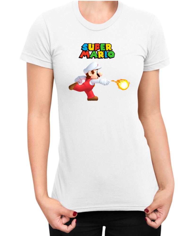 Дамска Тениска Super Mario Nintendo Mario Fireball 1