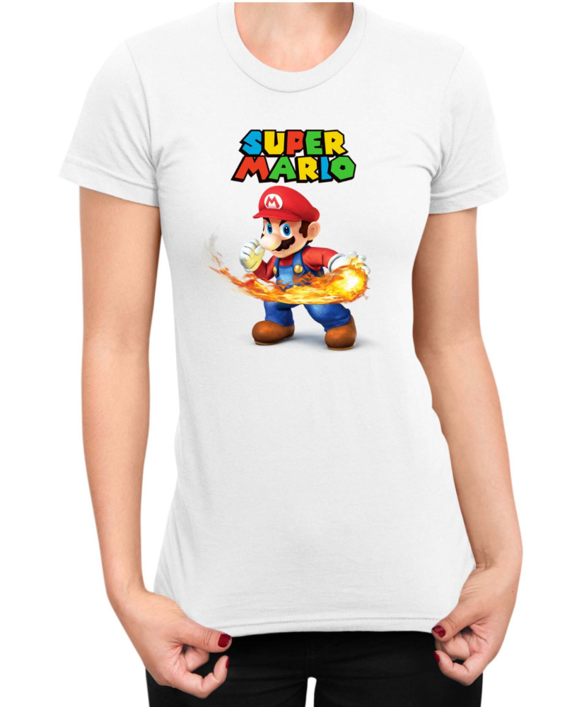 Дамска Тениска Super Mario Nintendo Mario Fireball 2