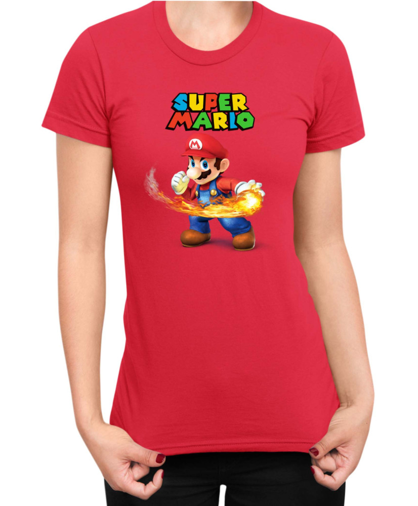 Дамска Тениска Super Mario Nintendo Mario Fireball 2