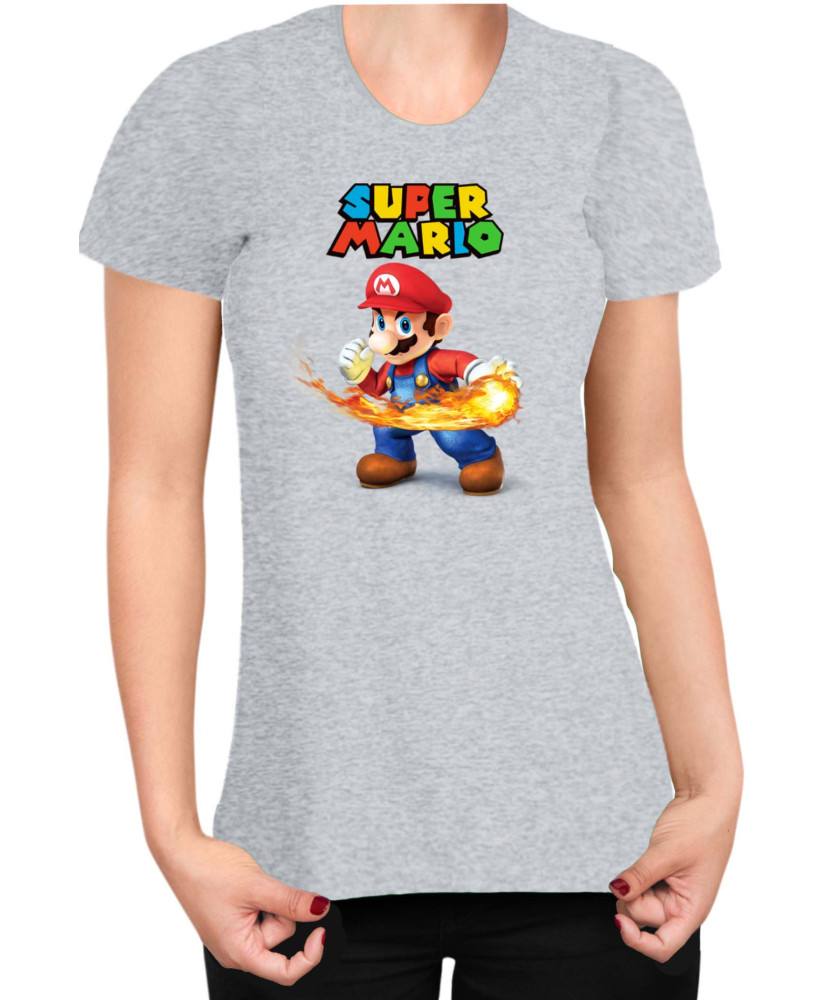 Дамска Тениска Super Mario Nintendo Mario Fireball 2