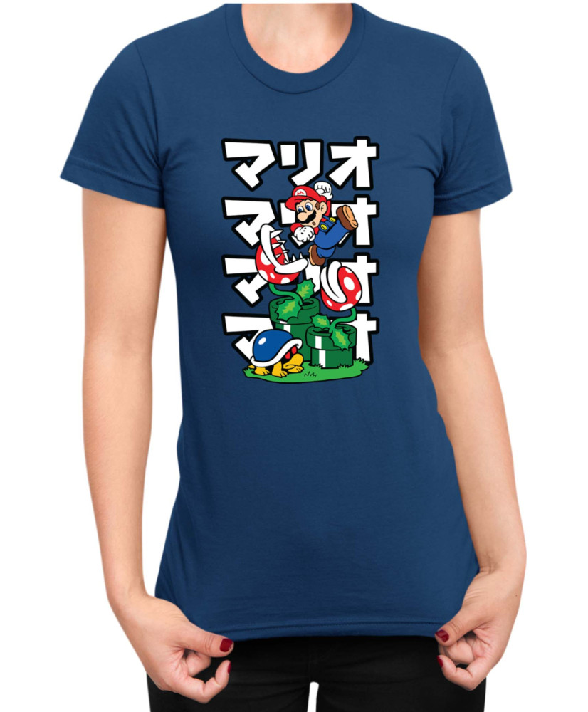 Дамска Тениска Super Mario Nintendo Mario Vs Piranha Plants Дамска Тениска Super Mario Nintendo Mario Vs Piranha Plants