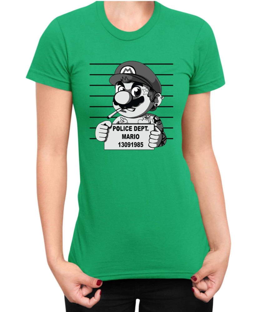 Дамска Тениска Super Mario Nintendo Mario Wanted Mugshot Дамска Тениска Super Mario Nintendo Mario Wanted Mugshot