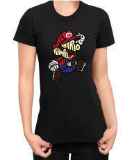 Дамска Тениска Super Mario Nintendo Mario Words Silhouette