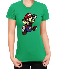 Дамска Тениска Super Mario Nintendo Mario Words Silhouette