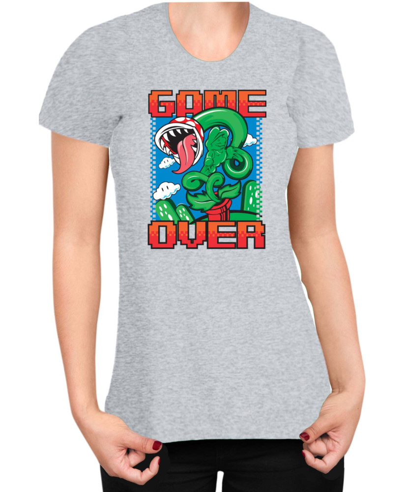 Дамска Тениска Super Mario Nintendo Piranha Plant Game Over