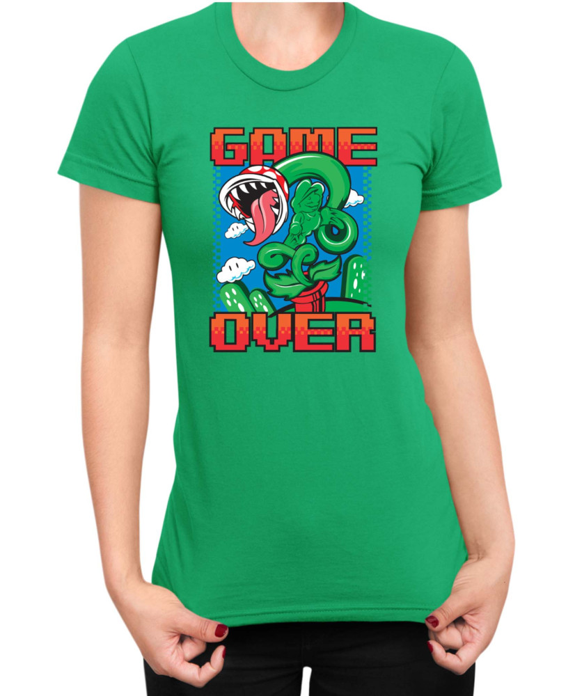 Дамска Тениска Super Mario Nintendo Piranha Plant Game Over
