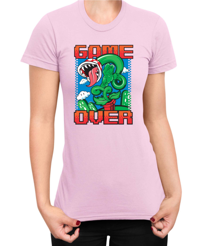 Дамска Тениска Super Mario Nintendo Piranha Plant Game Over