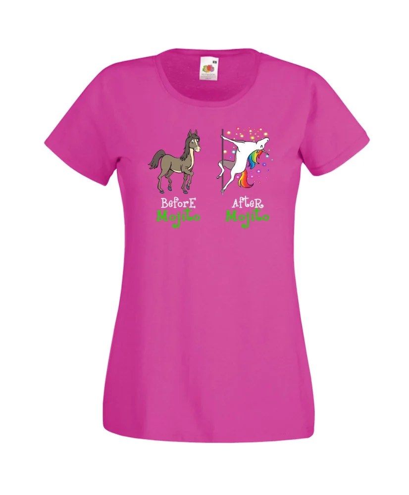 Дамска тениска BEFORE AFTER MOJITO еднорог