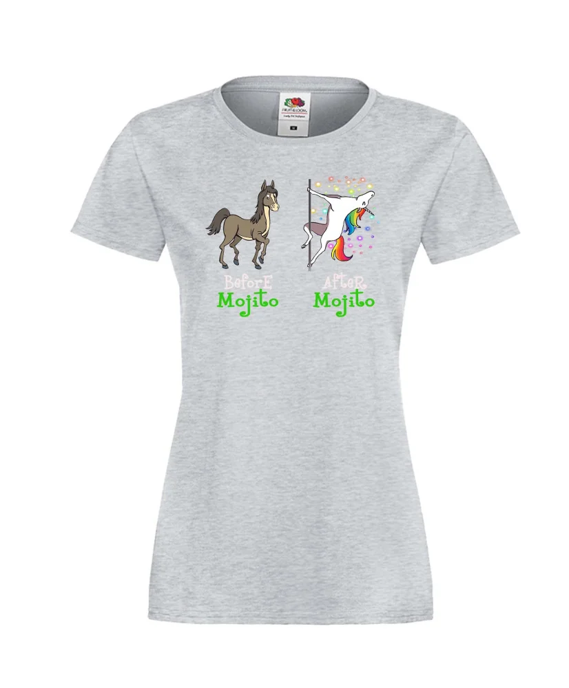 Дамска тениска BEFORE AFTER MOJITO еднорог
