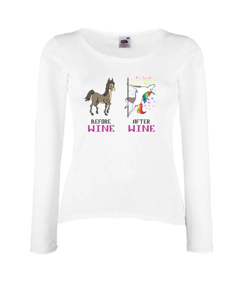 Дамска тениска BEFORE AFTER WHINE еднорог