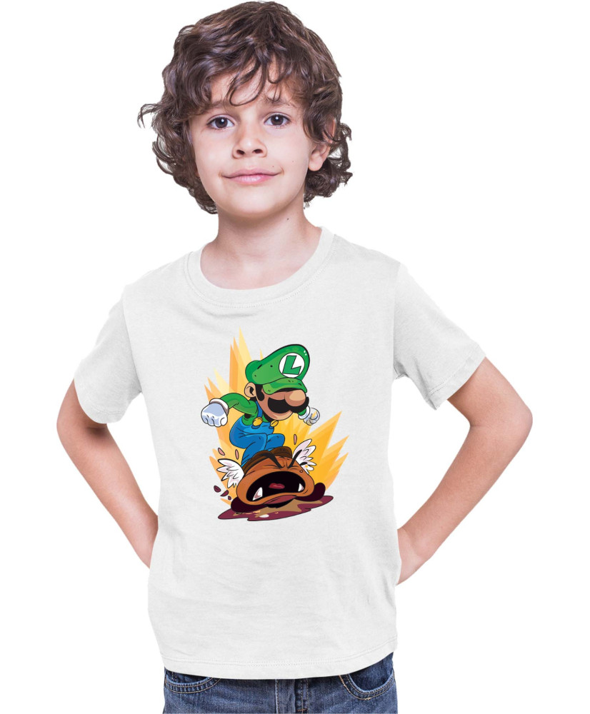 Детска Тениска Super Mario Nintendo Luigi Goomba Smash