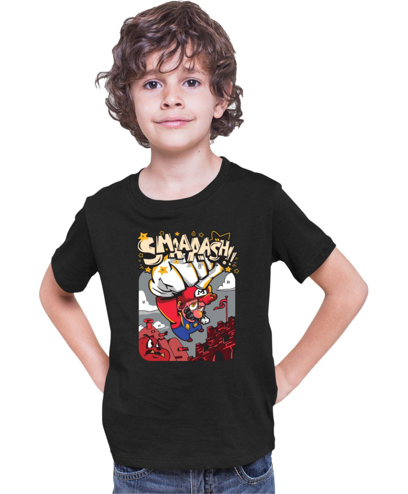 Детска Тениска Super Mario Nintendo Mario Smaaaash Детска Тениска Super Mario Nintendo Mario Smaaaash