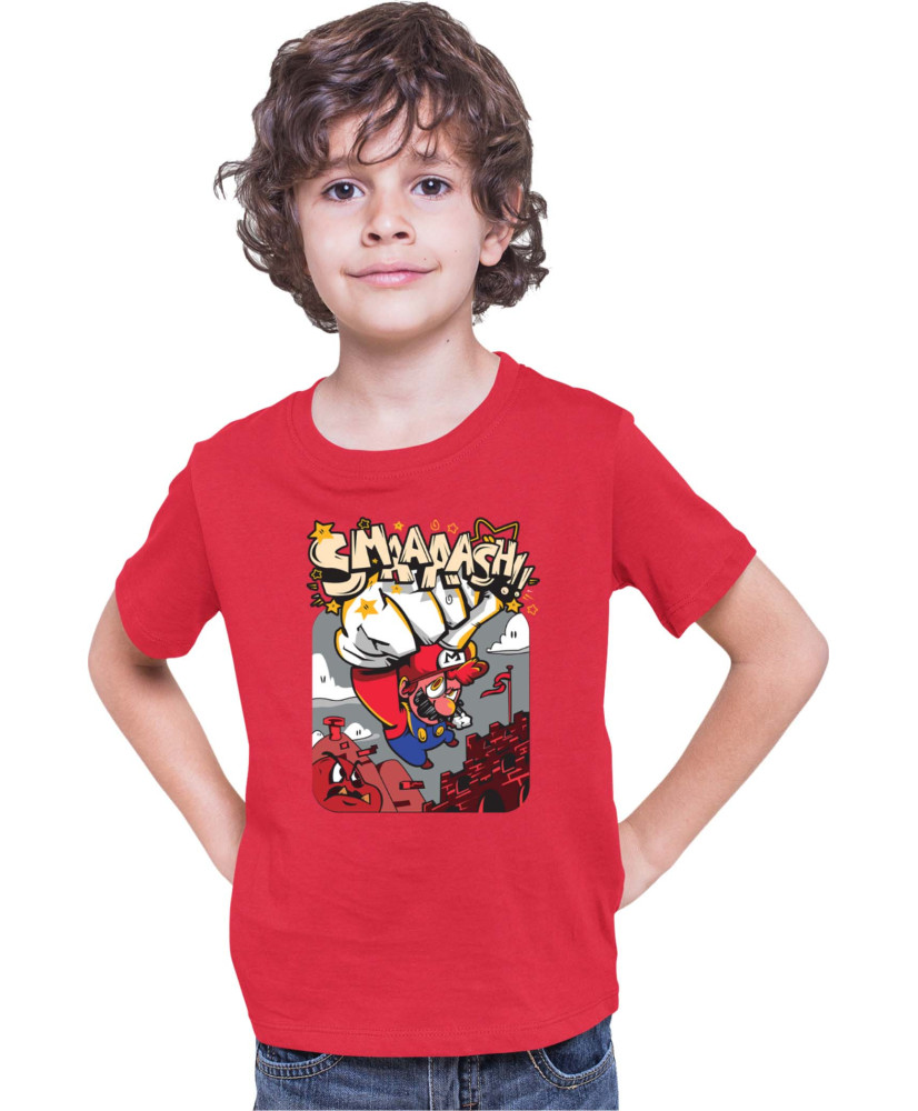 Детска Тениска Super Mario Nintendo Mario Smaaaash Детска Тениска Super Mario Nintendo Mario Smaaaash