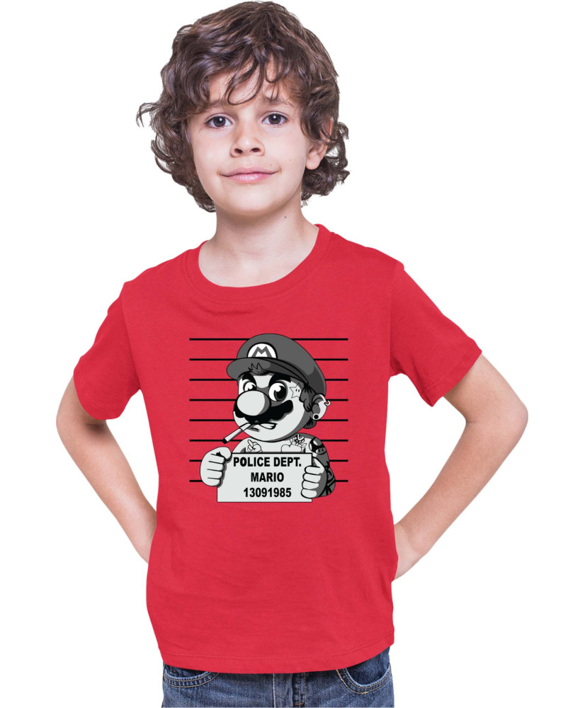 Детска Тениска Super Mario Nintendo Mario Wanted Mugshot Детска Тениска Super Mario Nintendo Mario Wanted Mugshot